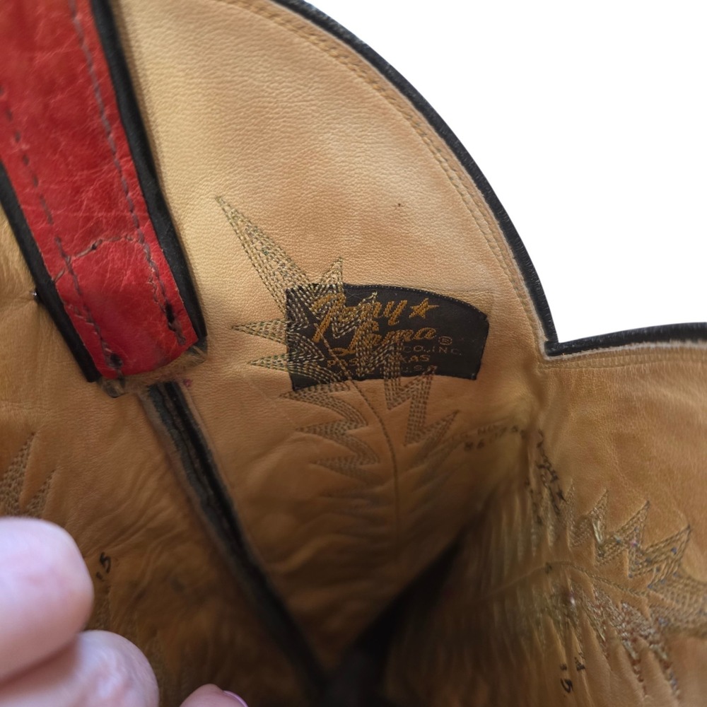 Vintage Tony Lama 2409 Red Black Leather Western Cowboy Boots Women's 6B USA - Picture 5 of 7